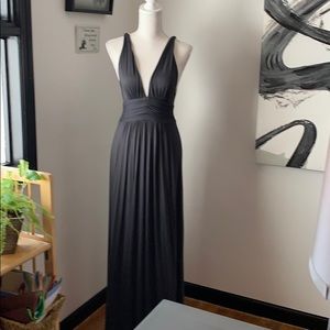 Grey Deep Neck Maxi dress